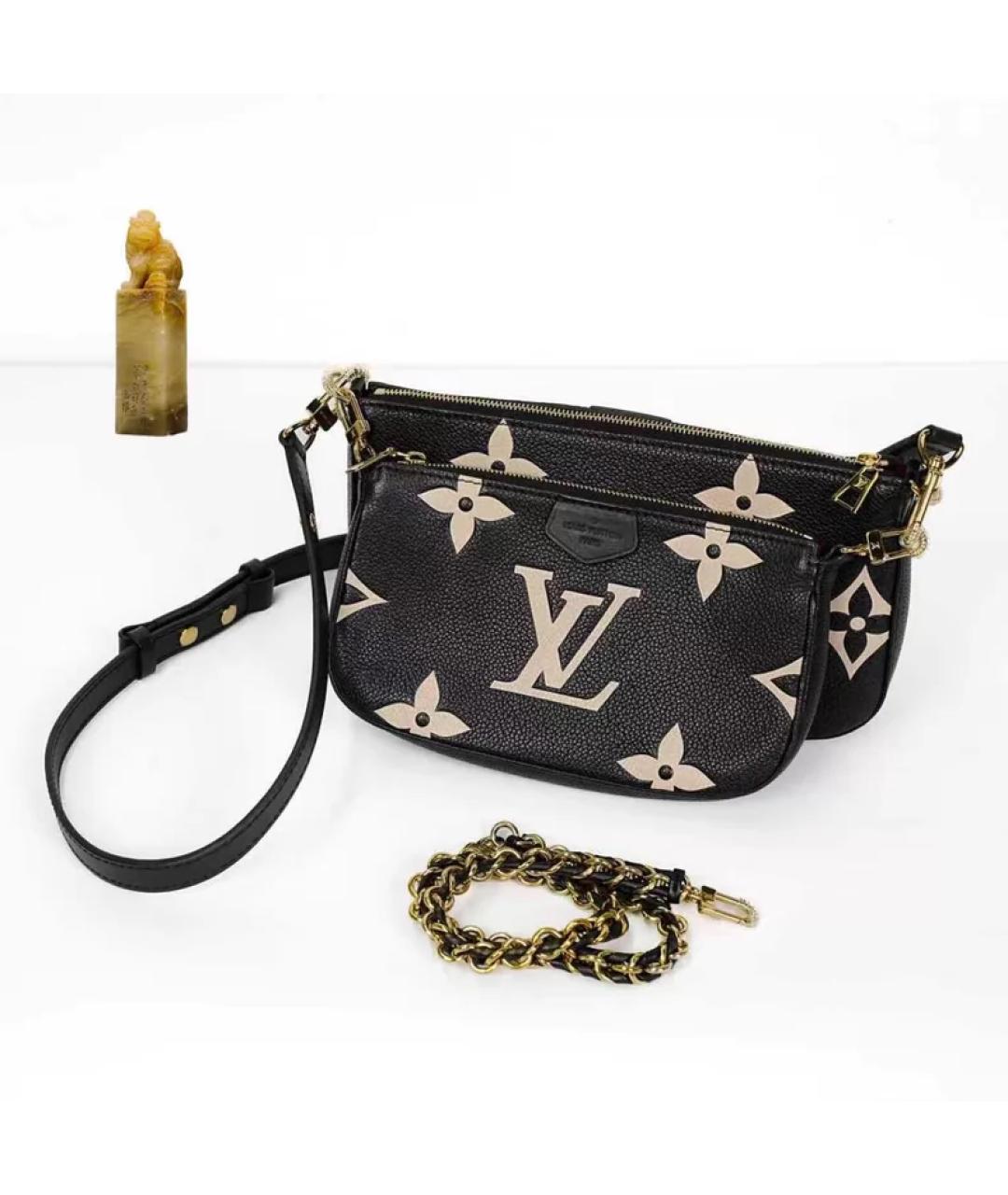 LOUIS VUITTON Черная кожаная сумка через плечо, фото 9