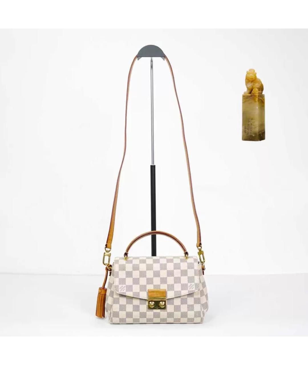 LOUIS VUITTON Бежевая тканевая сумка с короткими ручками, фото 9