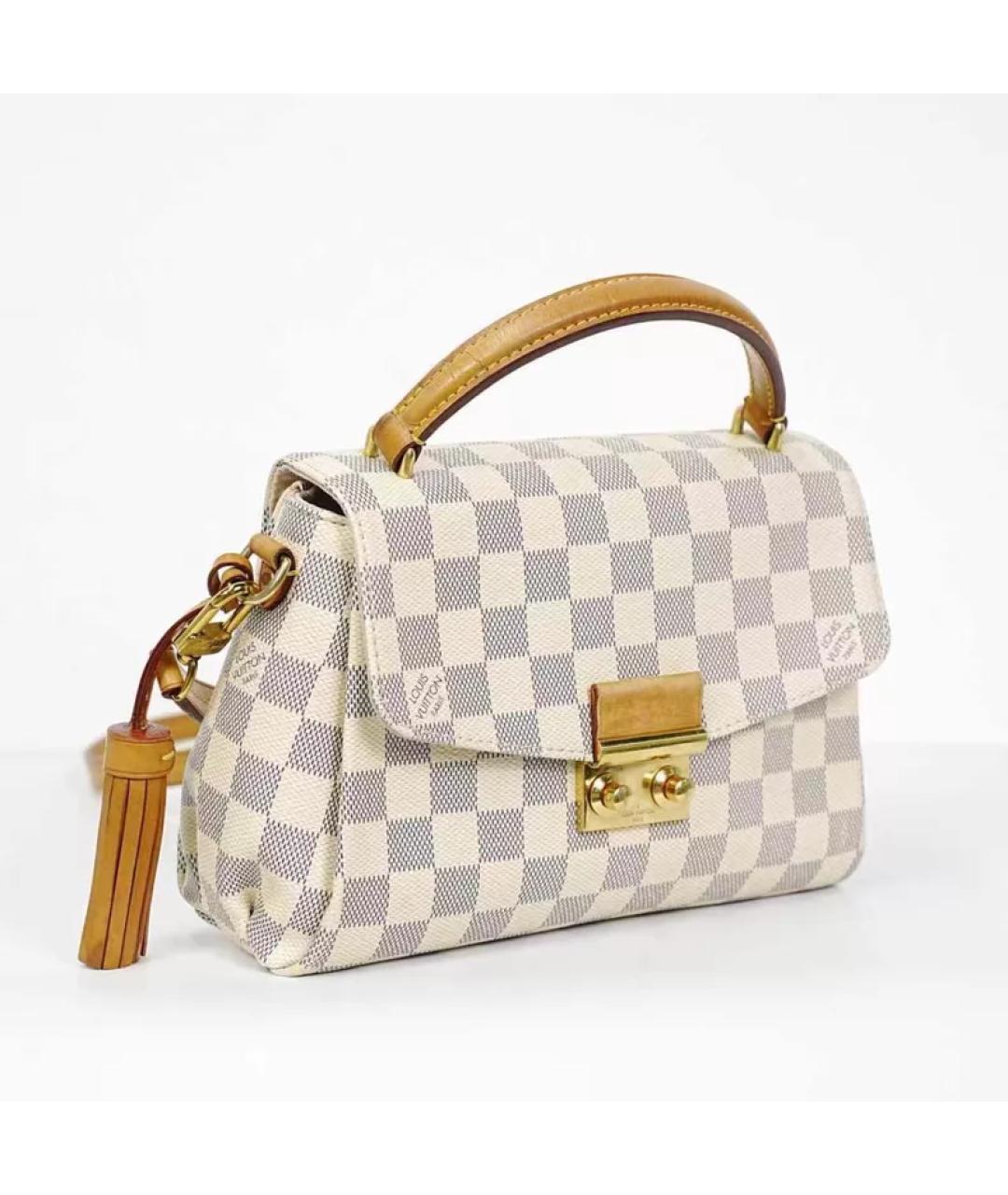 LOUIS VUITTON Бежевая тканевая сумка с короткими ручками, фото 5