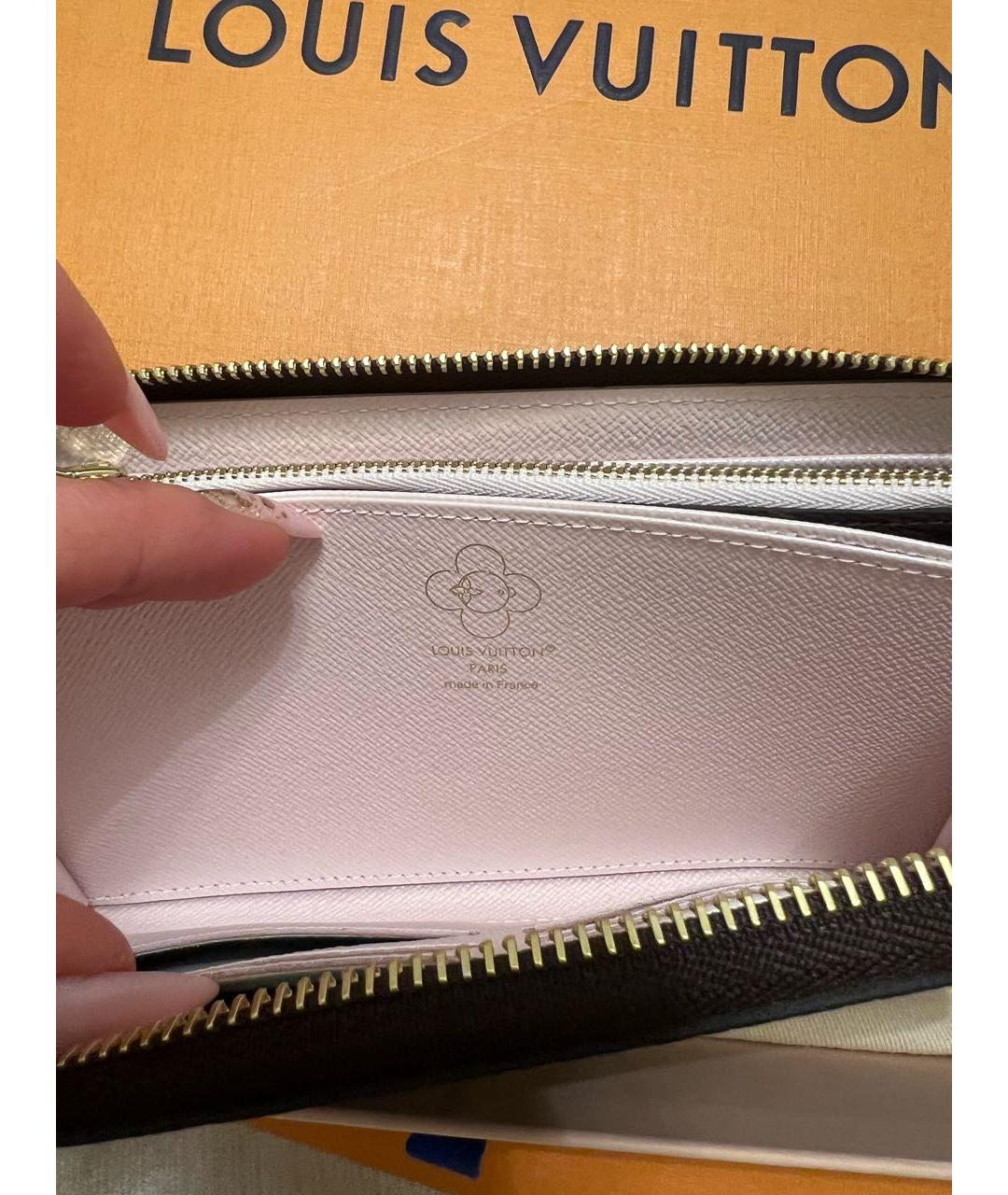 LOUIS VUITTON Коричневый кожаный кошелек, фото 8