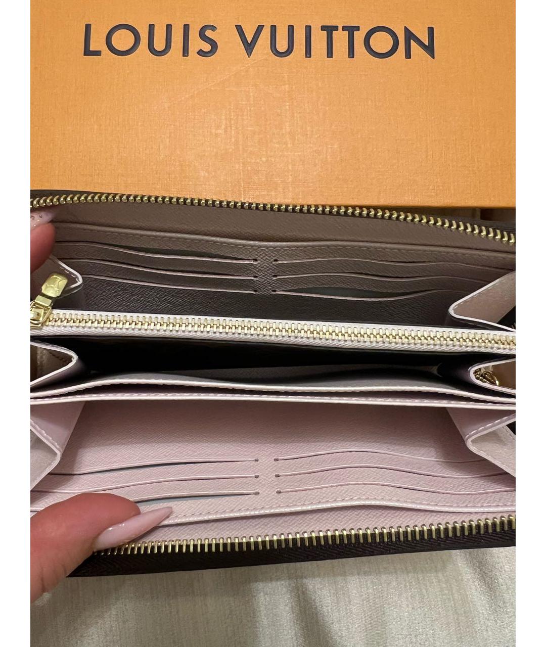 LOUIS VUITTON Коричневый кожаный кошелек, фото 7