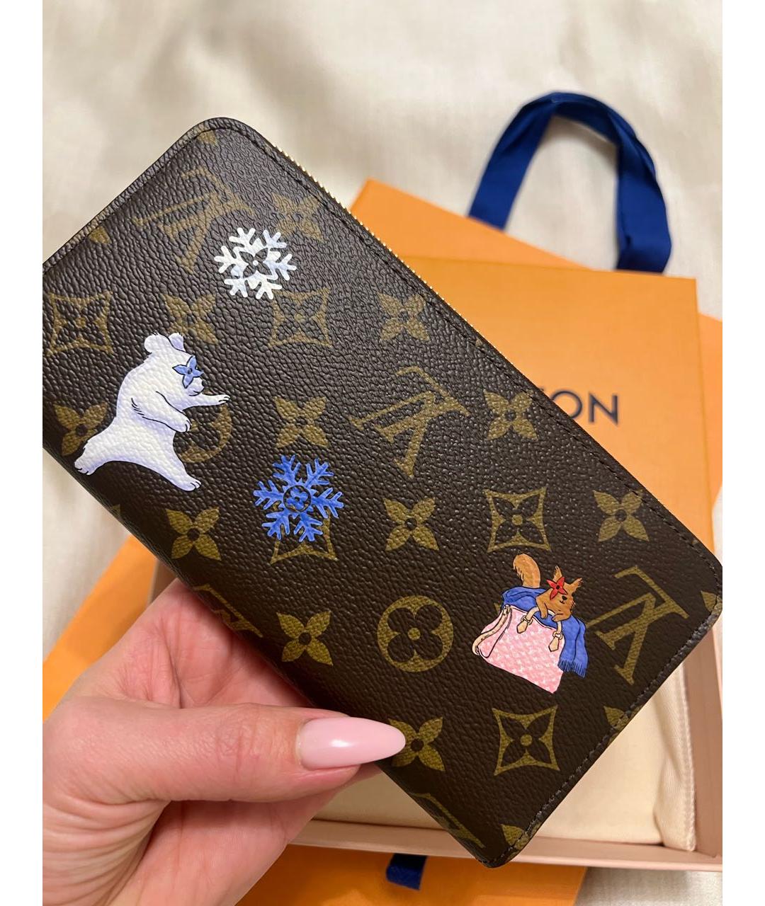 LOUIS VUITTON Коричневый кожаный кошелек, фото 2