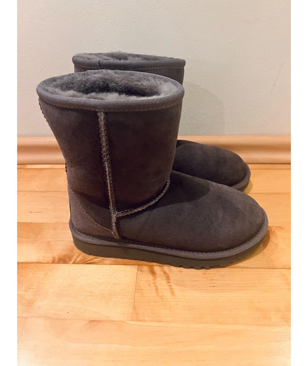 UGG AUSTRALIA KIDS Антрацитовые кожаные сапоги, фото 5