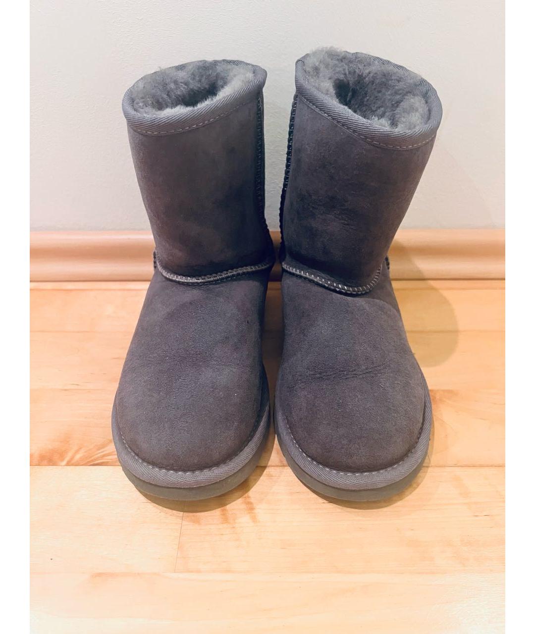 UGG AUSTRALIA KIDS Антрацитовые кожаные сапоги, фото 2
