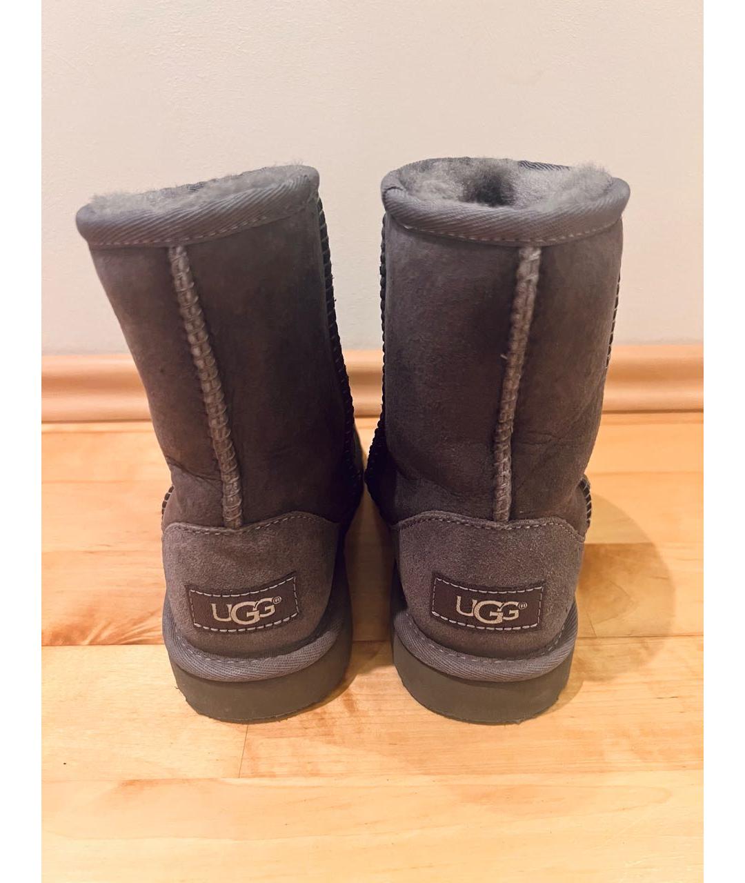 UGG AUSTRALIA KIDS Антрацитовые кожаные сапоги, фото 4