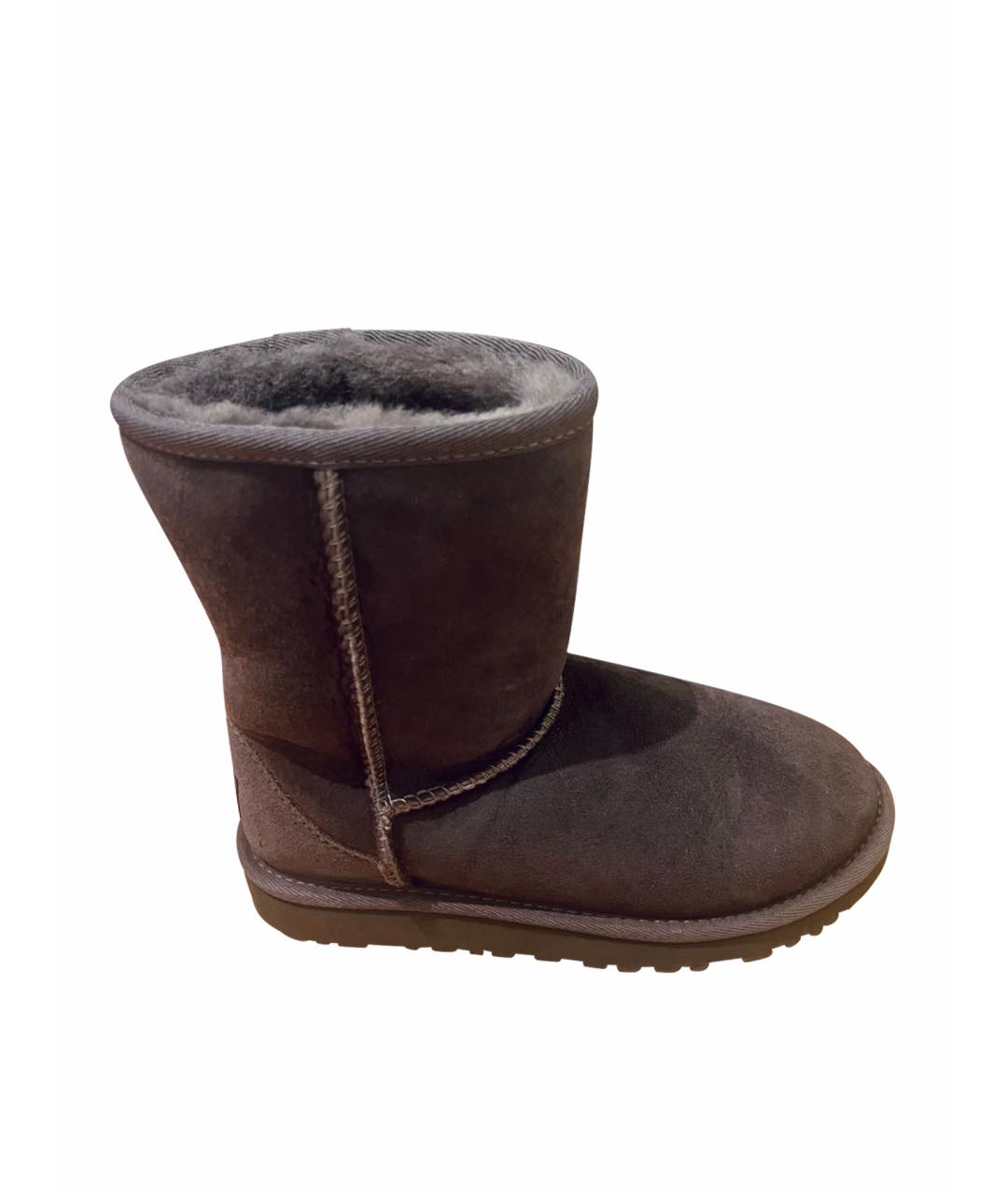UGG AUSTRALIA KIDS Антрацитовые кожаные сапоги, фото 1