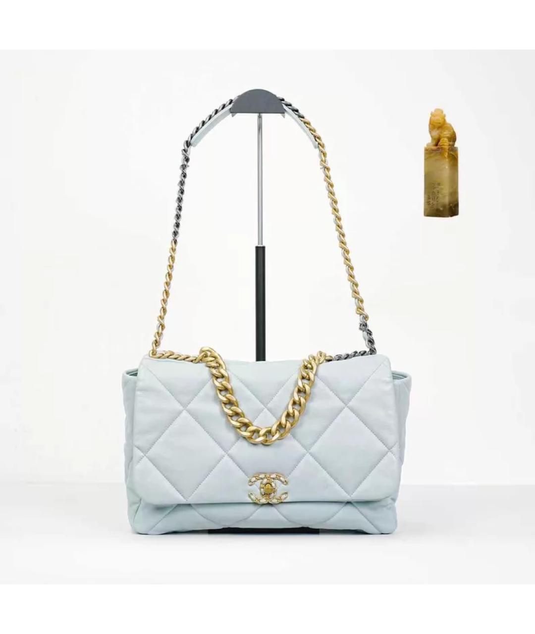 CHANEL Голубая кожаная сумка с короткими ручками, фото 9