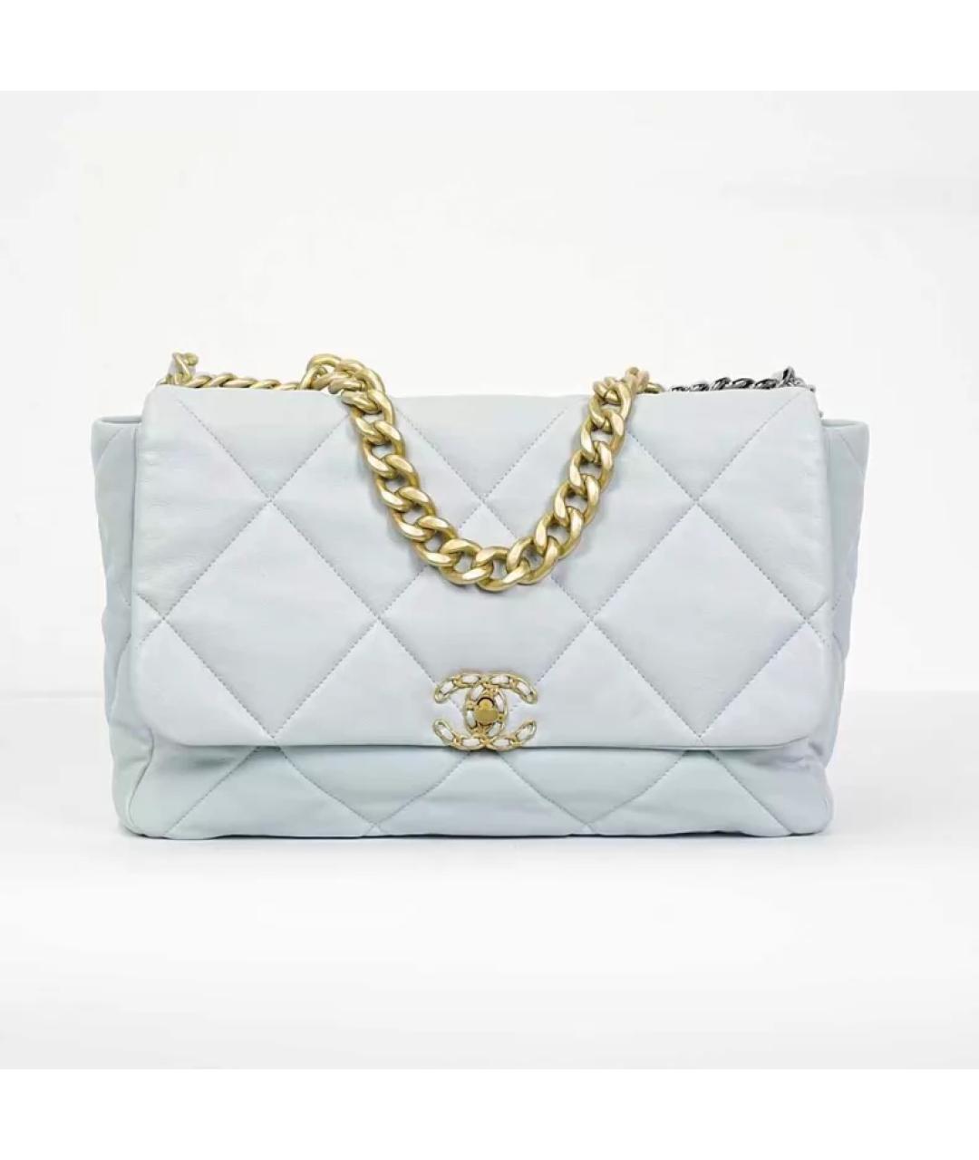 CHANEL Голубая кожаная сумка с короткими ручками, фото 7