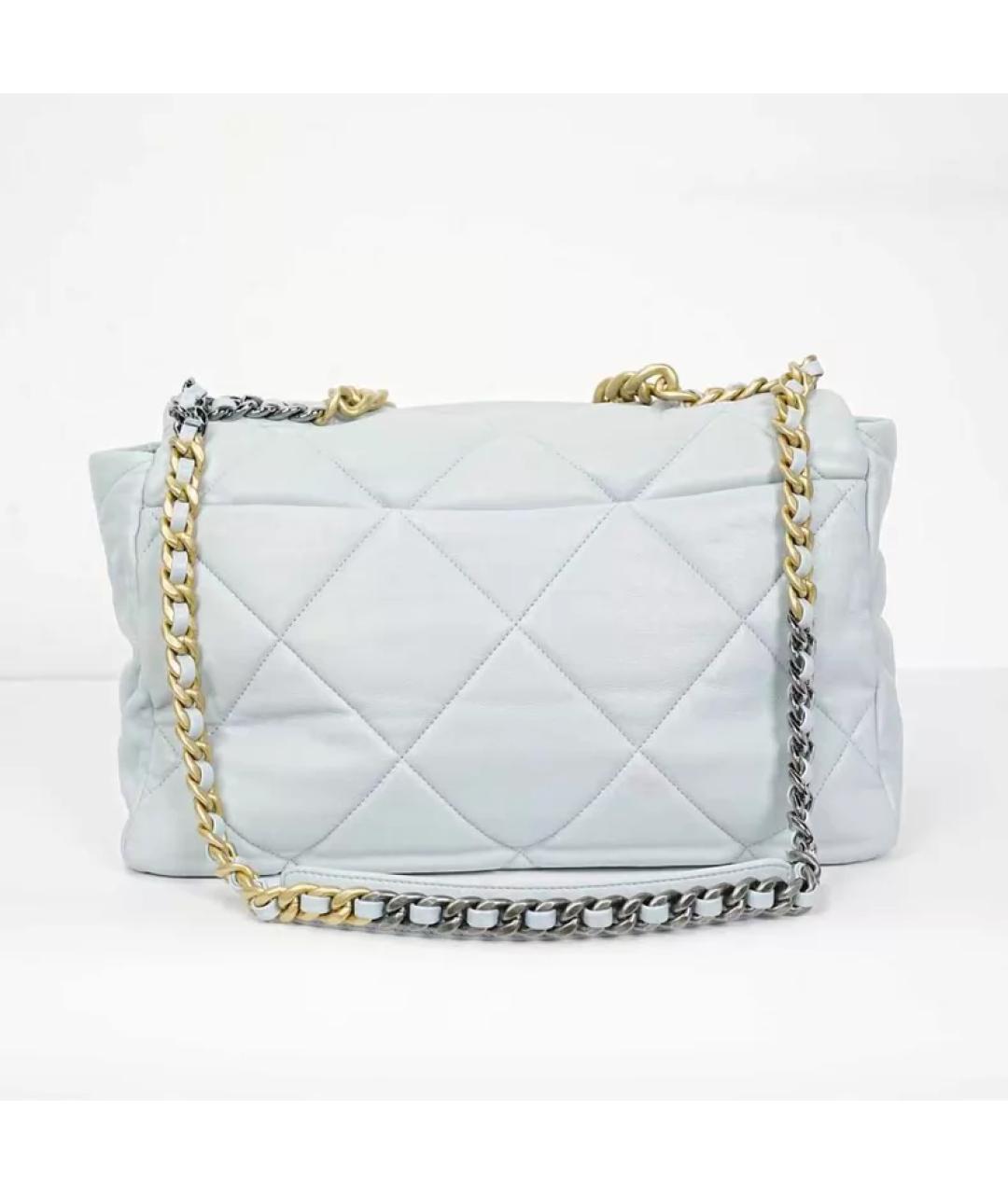 CHANEL Голубая кожаная сумка с короткими ручками, фото 6