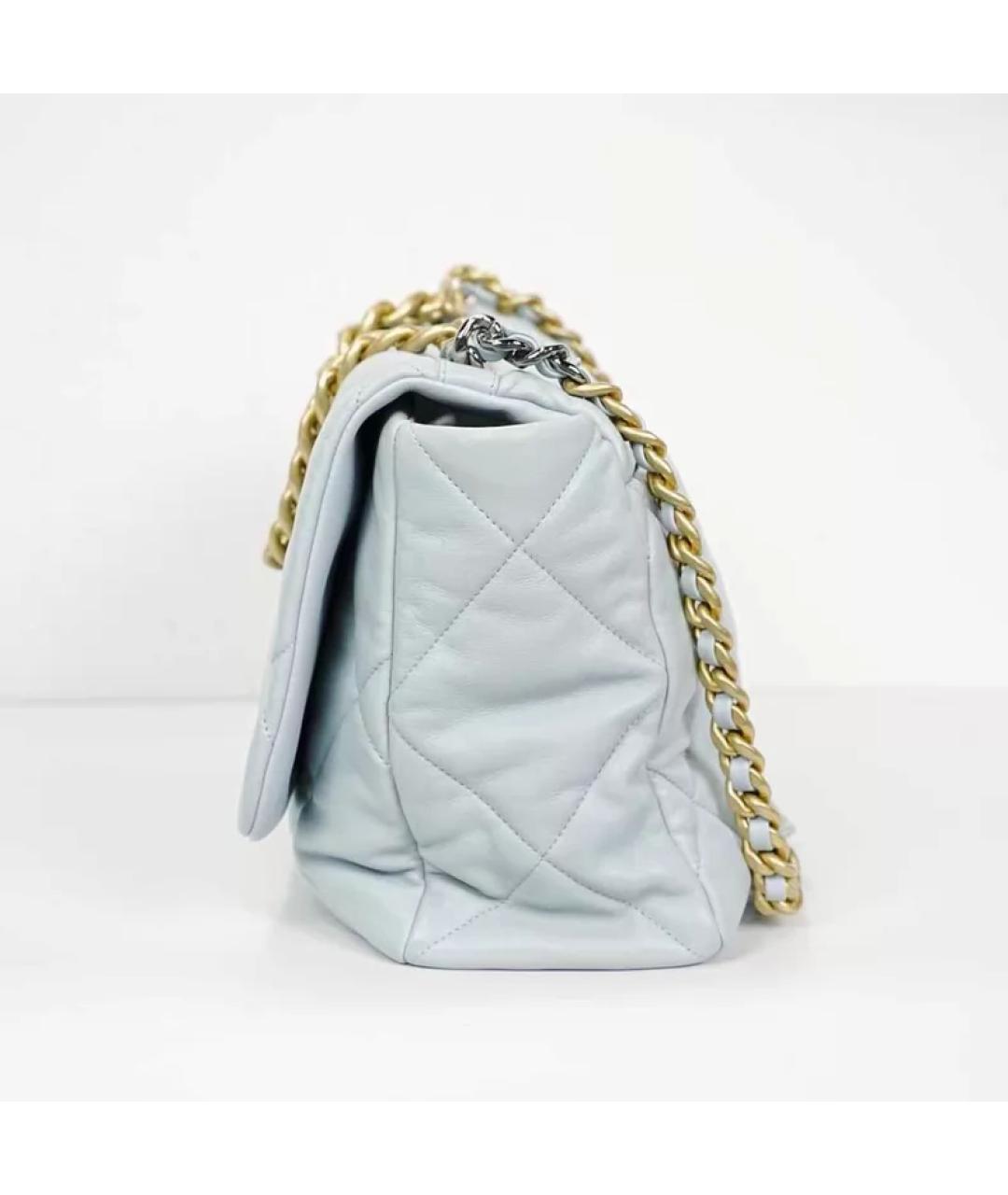 CHANEL Голубая кожаная сумка с короткими ручками, фото 3