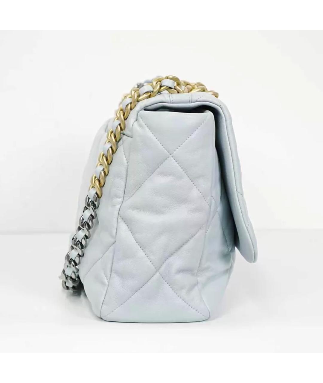 CHANEL Голубая кожаная сумка с короткими ручками, фото 4