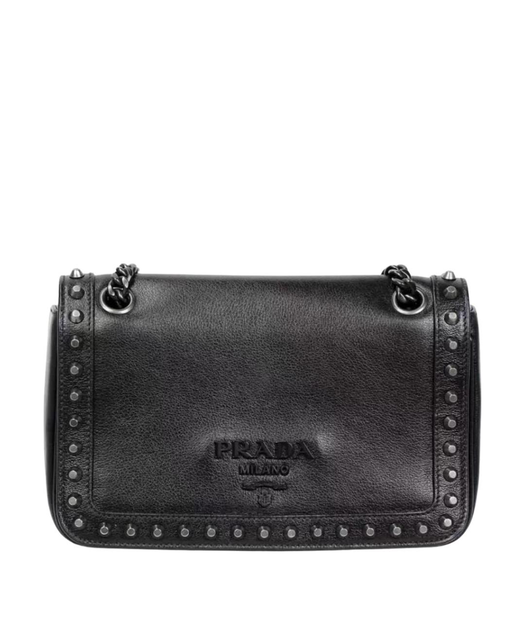 PRADA Черная кожаная сумка с короткими ручками, фото 1