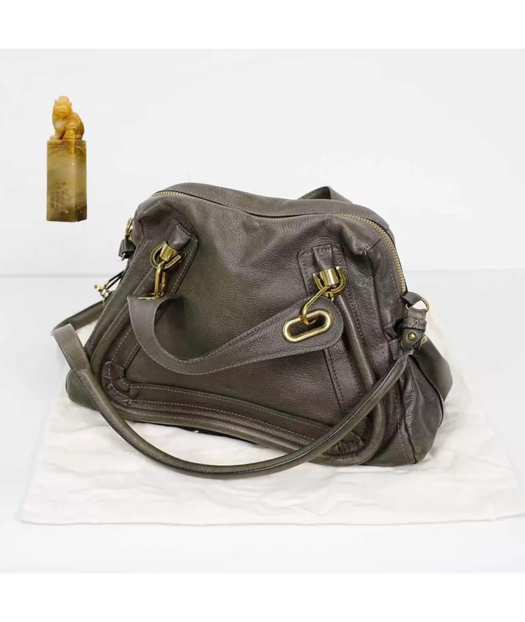 CHLOE Серая кожаная сумка с короткими ручками, фото 9