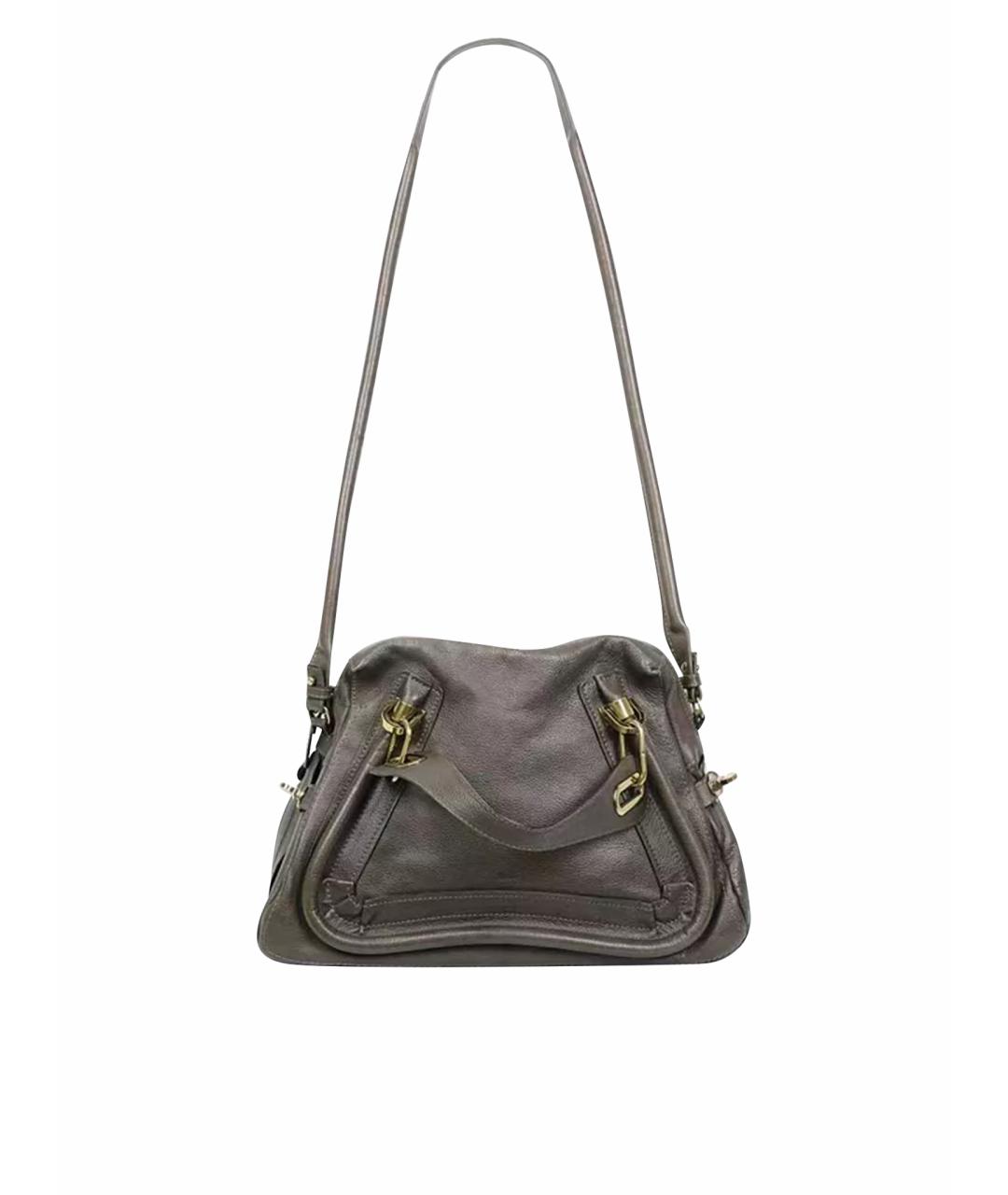 CHLOE Серая кожаная сумка с короткими ручками, фото 1