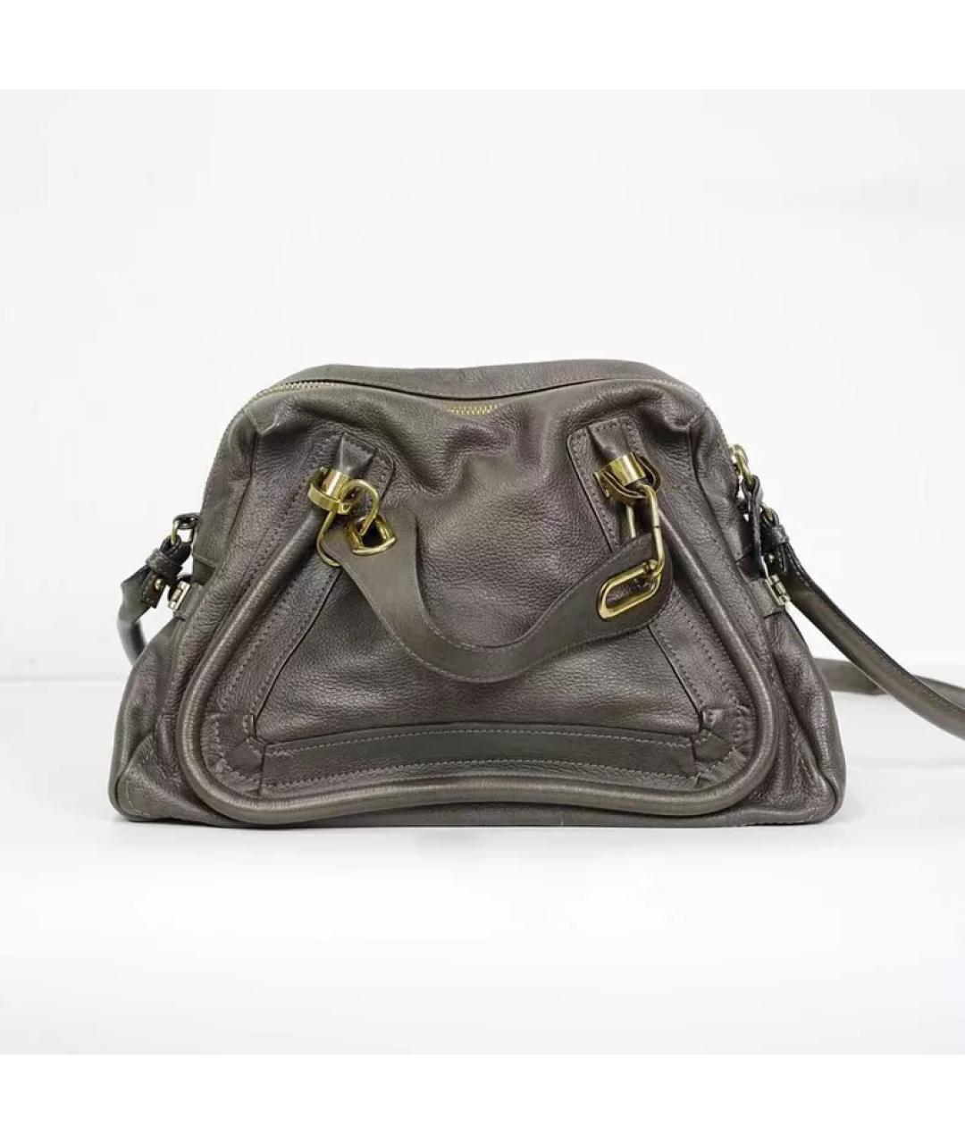 CHLOE Серая кожаная сумка с короткими ручками, фото 3