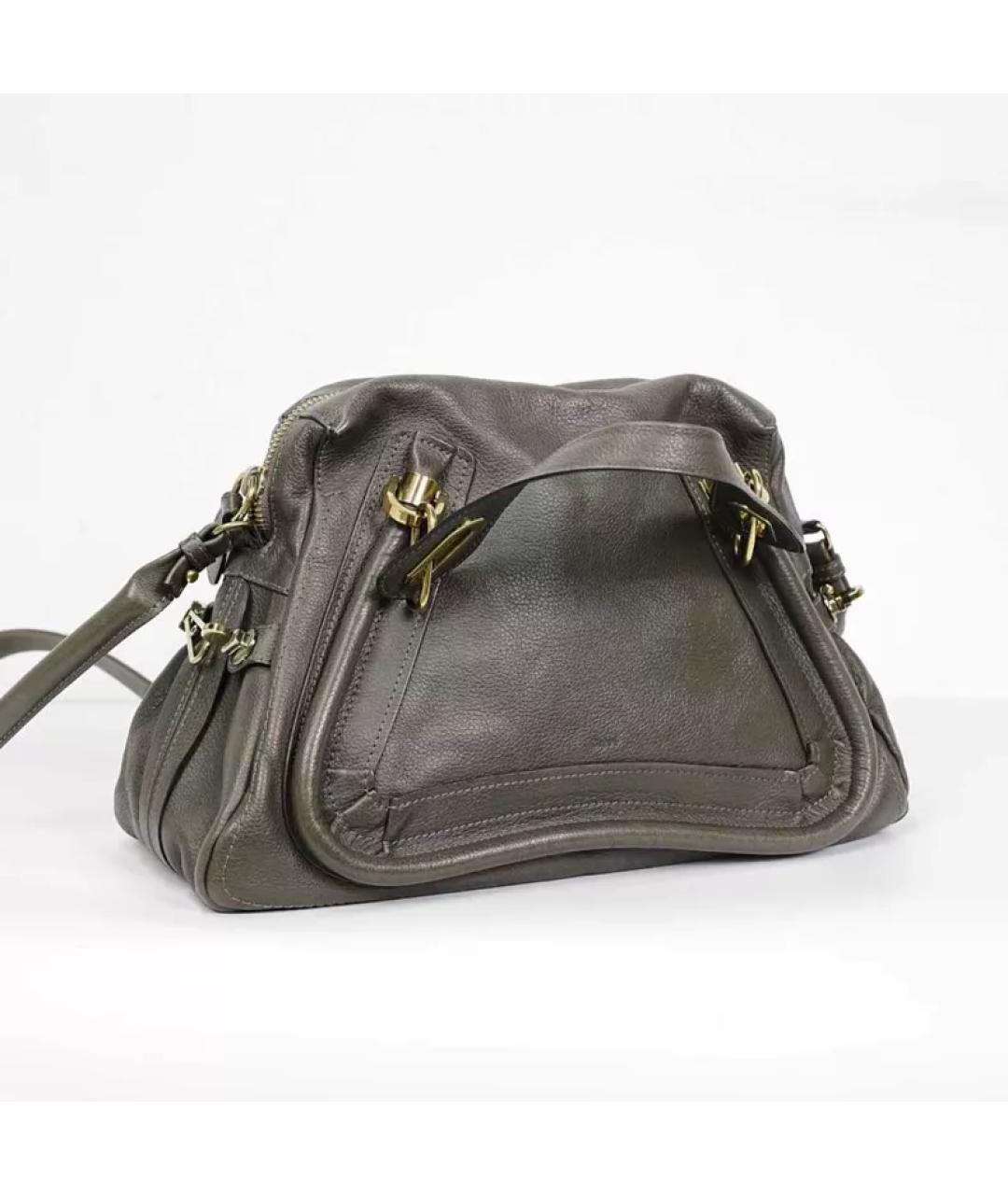 CHLOE Серая кожаная сумка с короткими ручками, фото 6