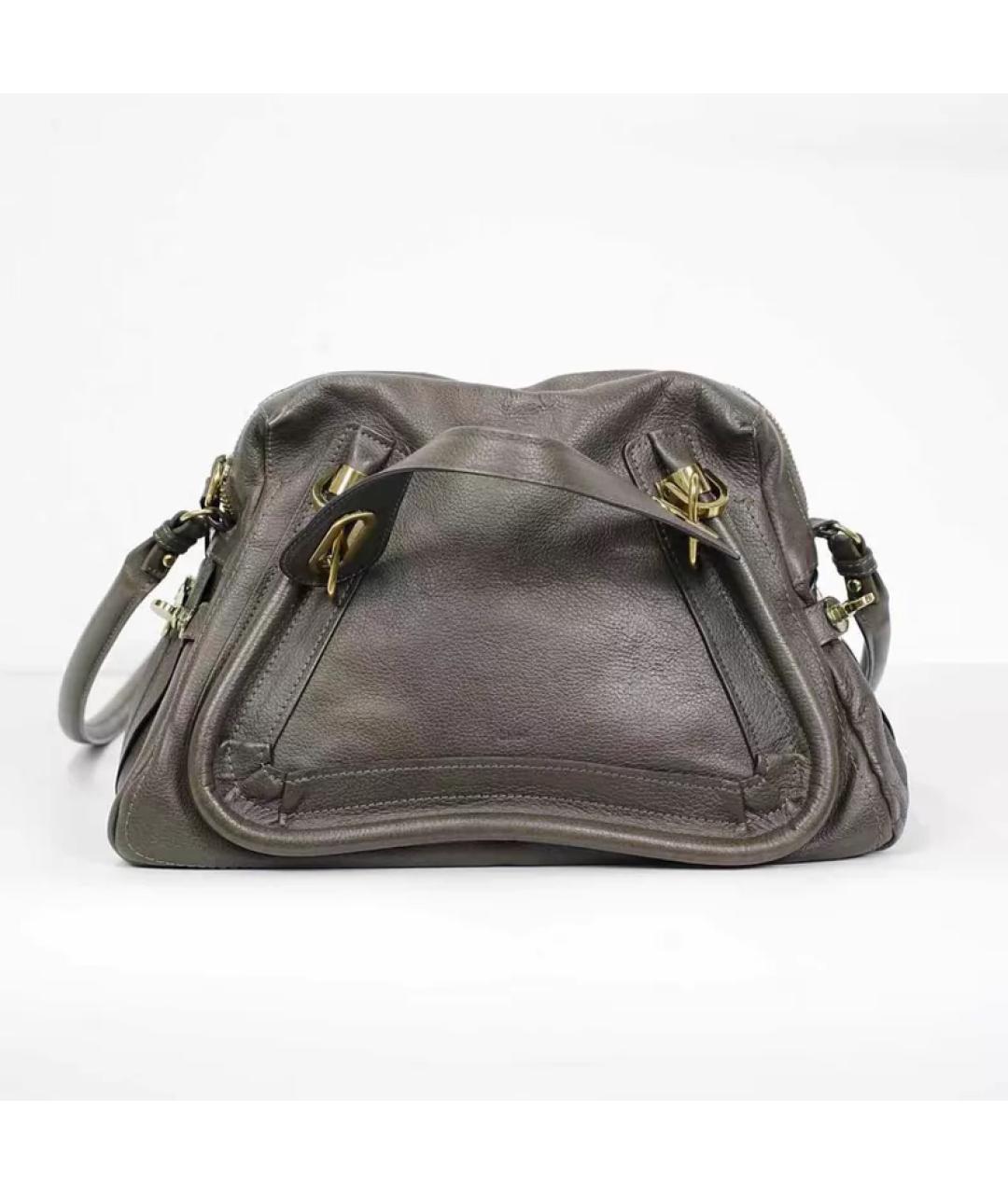 CHLOE Серая кожаная сумка с короткими ручками, фото 5