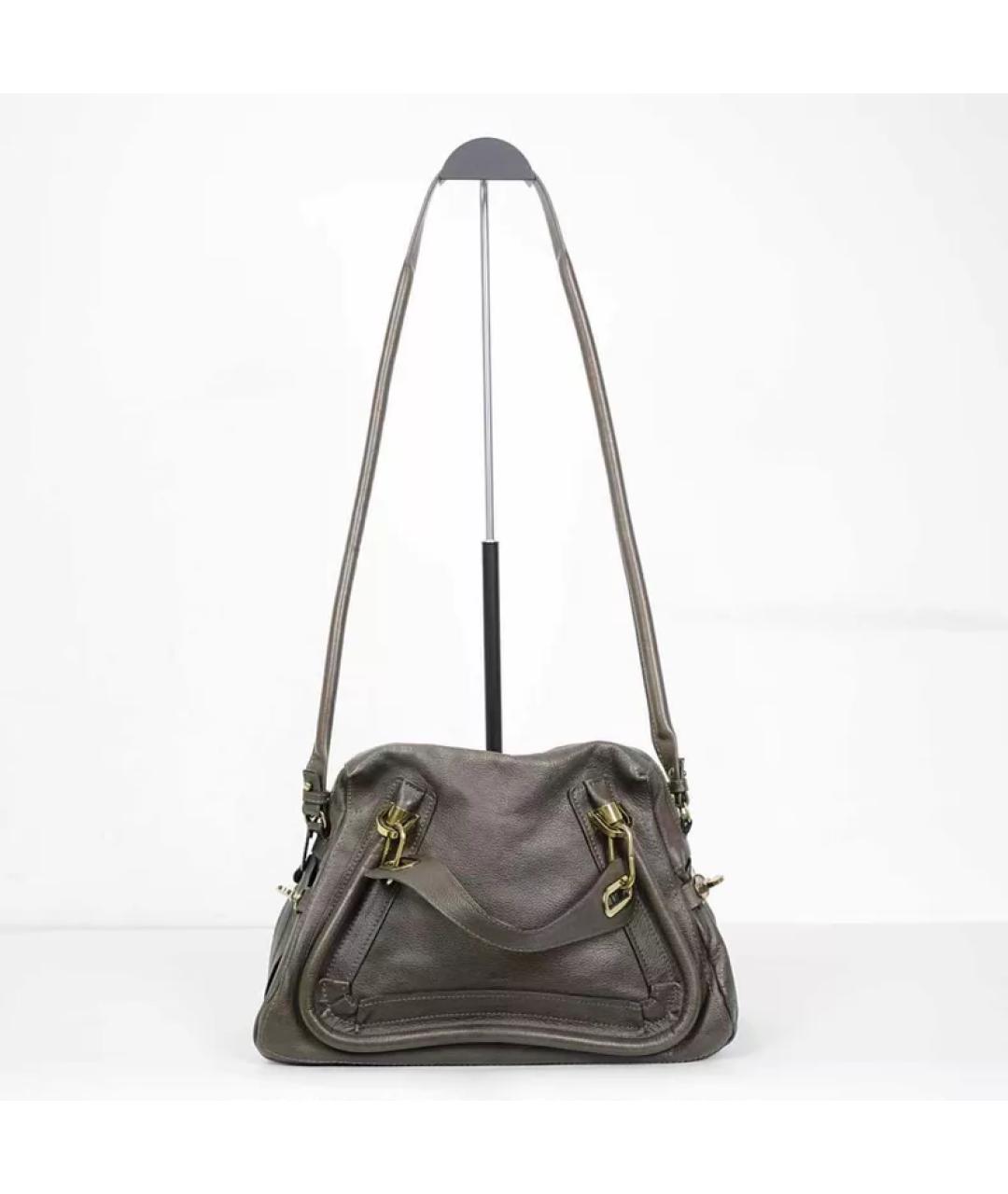 CHLOE Серая кожаная сумка с короткими ручками, фото 10