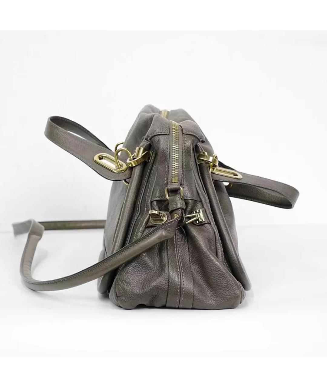 CHLOE Серая кожаная сумка с короткими ручками, фото 4