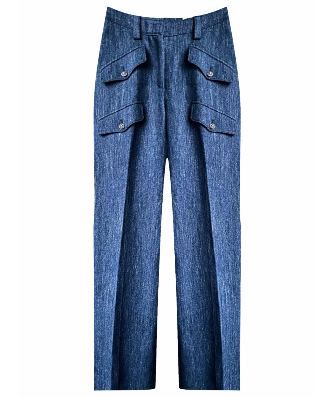 CHANEL Синие шерстяные брюки широкие, фото 1