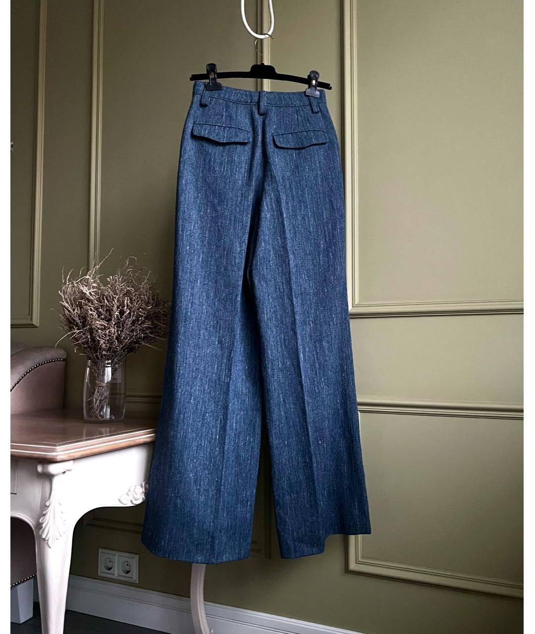 CHANEL Синие шерстяные брюки широкие, фото 5