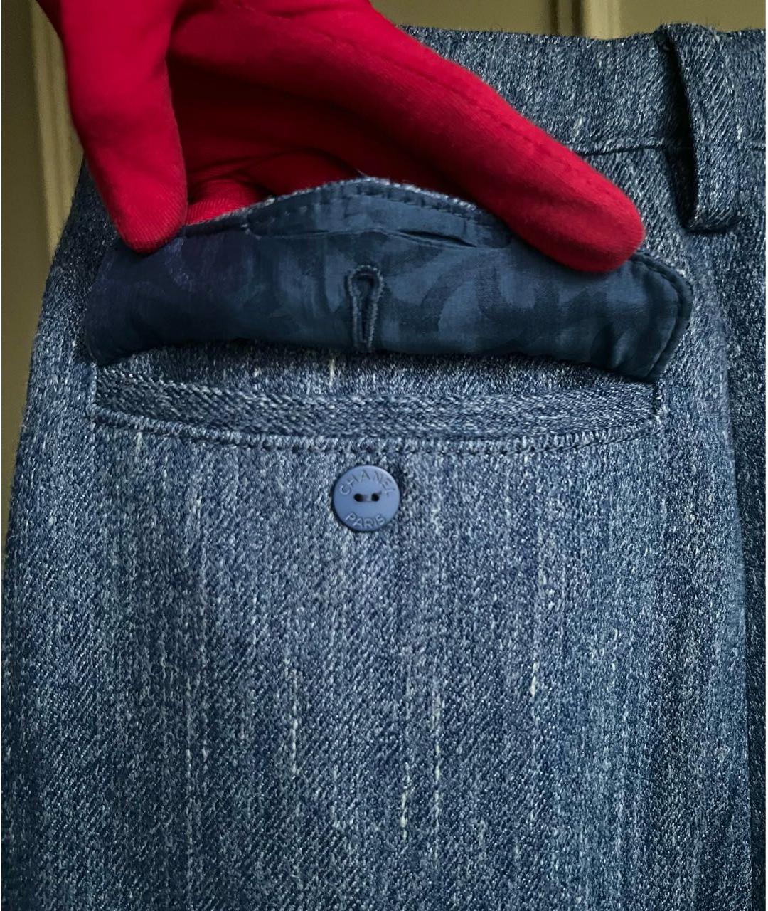 CHANEL Синие шерстяные брюки широкие, фото 6