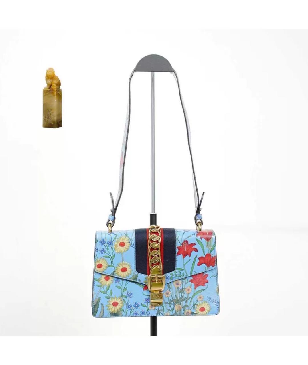 GUCCI Голубая кожаная сумка с короткими ручками, фото 9