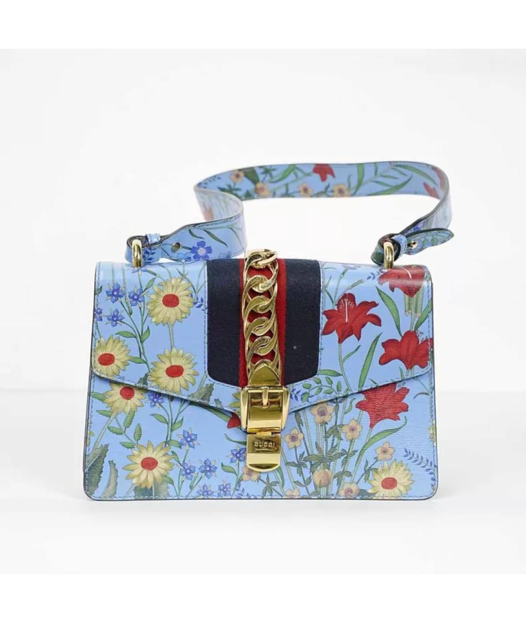 GUCCI Голубая кожаная сумка с короткими ручками, фото 10