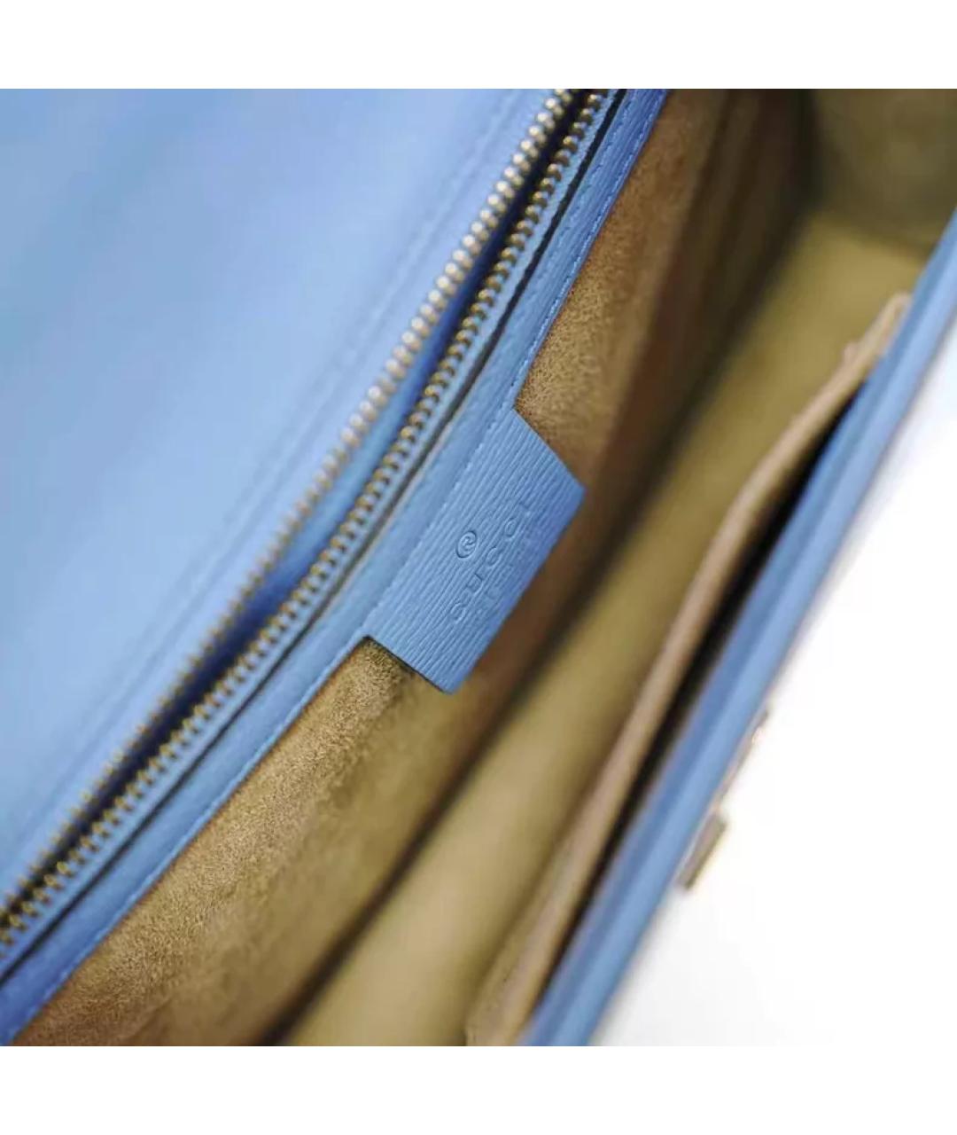 GUCCI Голубая кожаная сумка с короткими ручками, фото 2