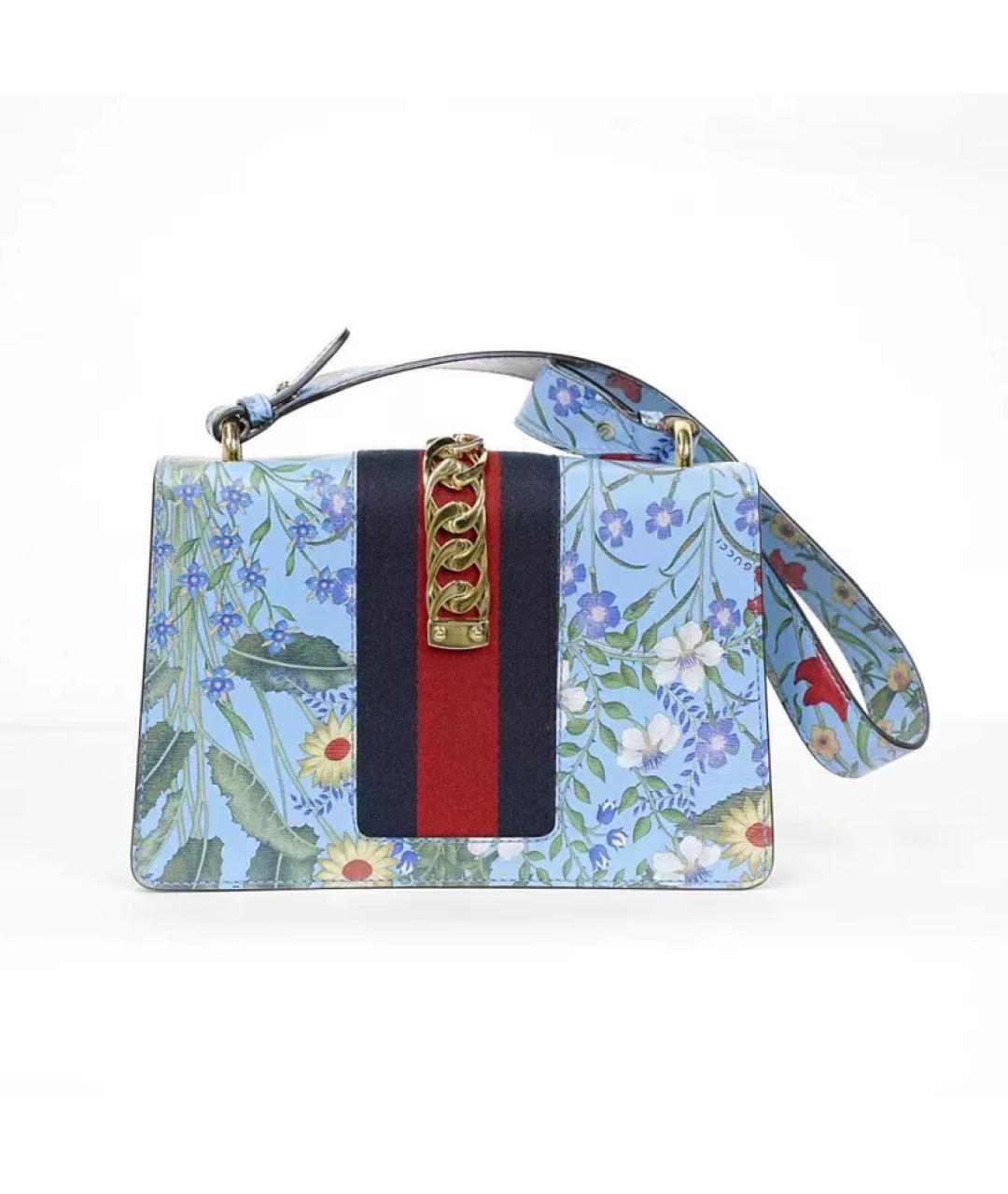 GUCCI Голубая кожаная сумка с короткими ручками, фото 5