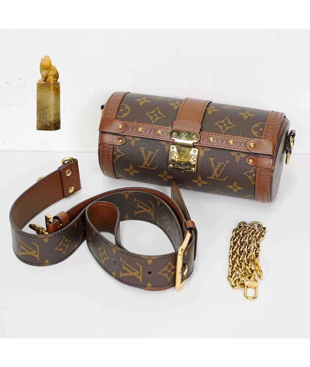 LOUIS VUITTON Коричневая кожаная сумка через плечо, фото 9