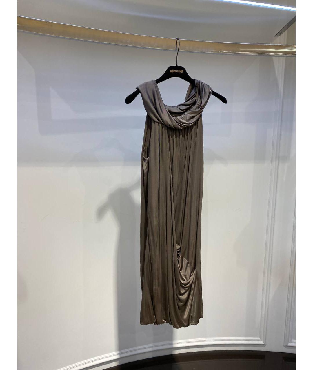 ROBERTO CAVALLI Коричневое вискозное вечернее платье, фото 2