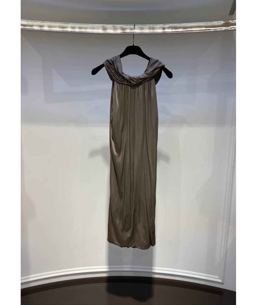ROBERTO CAVALLI Коричневое вискозное вечернее платье, фото 3