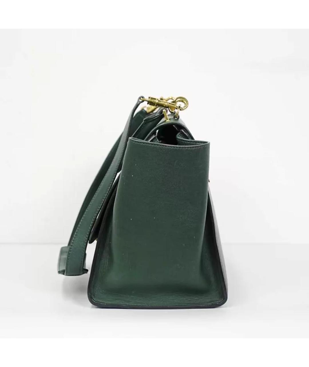 CELINE Зеленая кожаная сумка с короткими ручками, фото 4