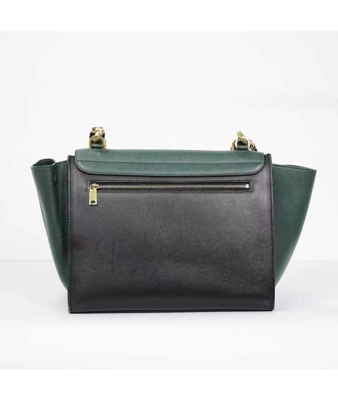 CELINE Зеленая кожаная сумка с короткими ручками, фото 3