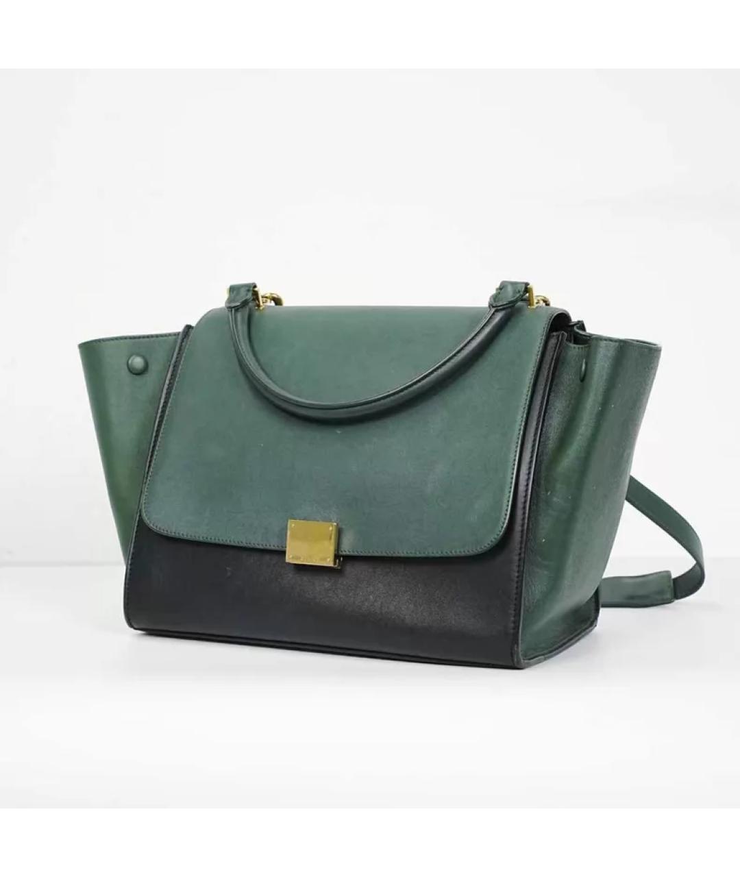 CELINE Зеленая кожаная сумка с короткими ручками, фото 2