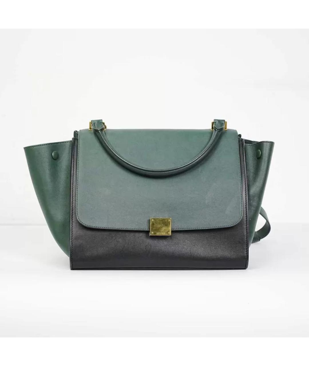 CELINE Зеленая кожаная сумка с короткими ручками, фото 10