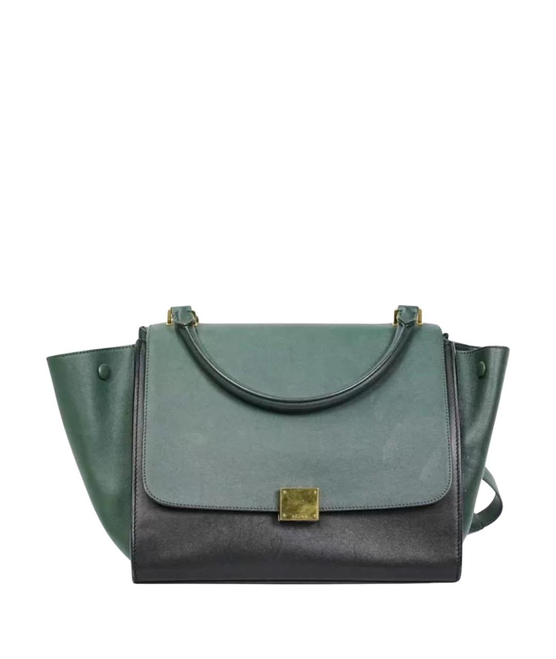 CELINE Зеленая кожаная сумка с короткими ручками, фото 1