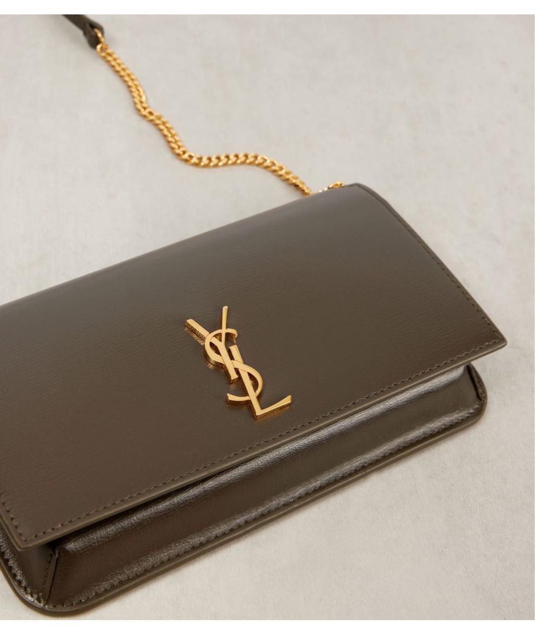 SAINT LAURENT Зеленая кожаная сумка через плечо, фото 5