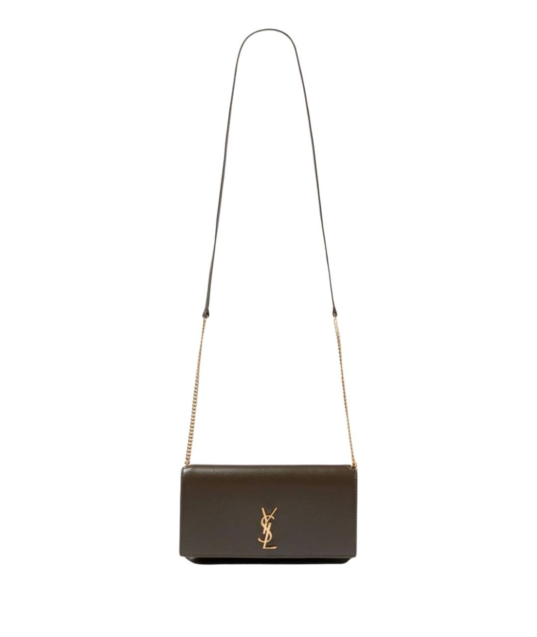 SAINT LAURENT Зеленая кожаная сумка через плечо, фото 1