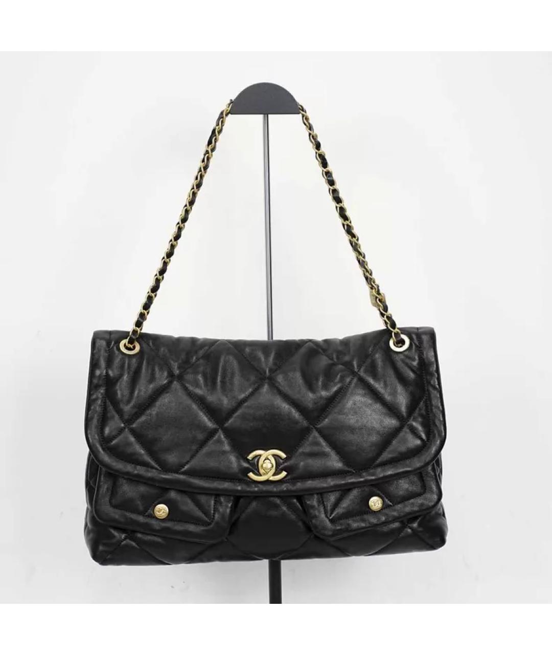 CHANEL Черная кожаная сумка через плечо, фото 7