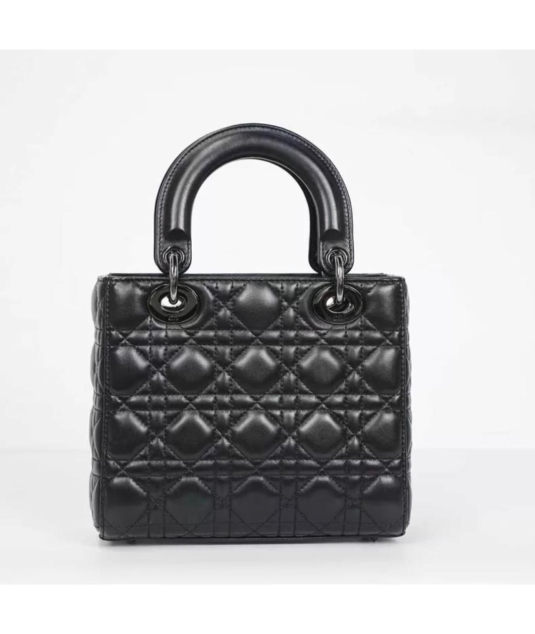 CHRISTIAN DIOR Черная кожаная сумка с короткими ручками, фото 2