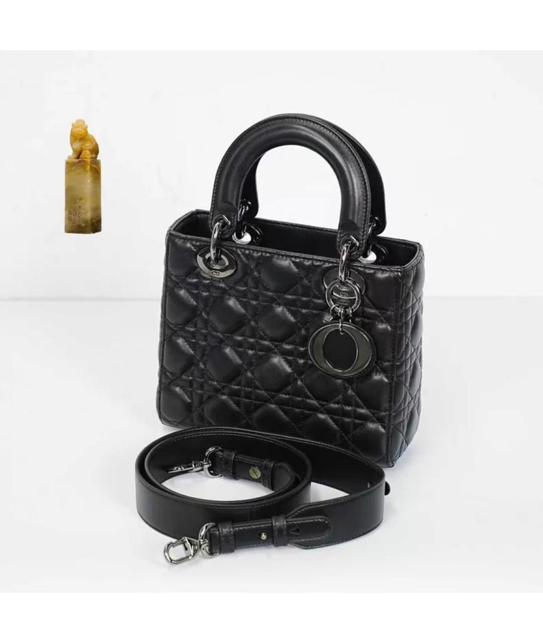 CHRISTIAN DIOR Черная кожаная сумка с короткими ручками, фото 9