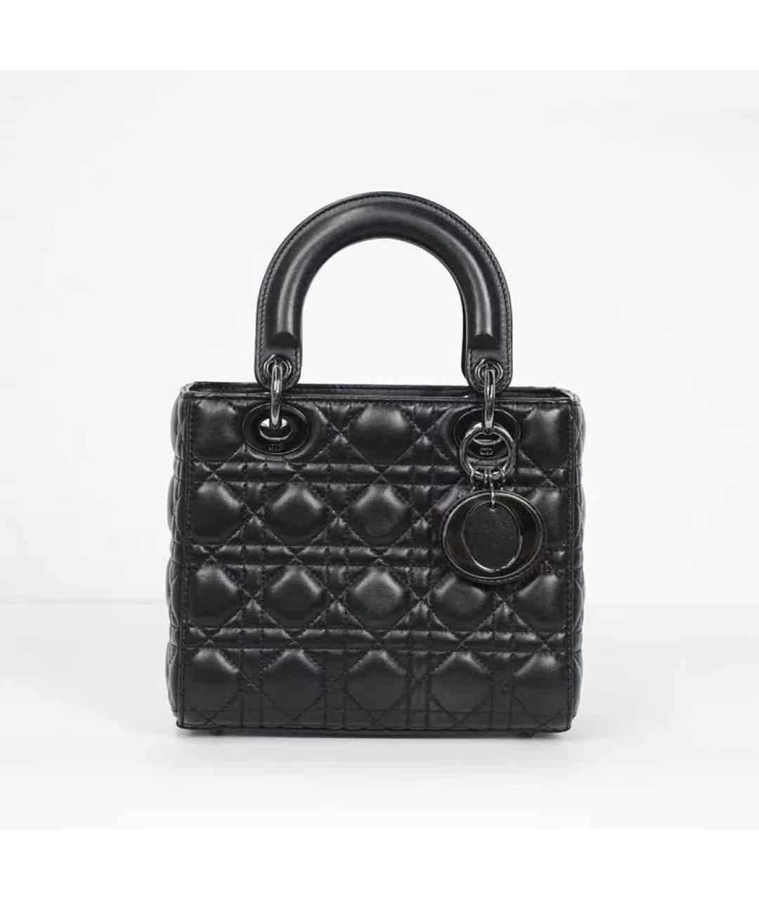 CHRISTIAN DIOR Черная кожаная сумка с короткими ручками, фото 7