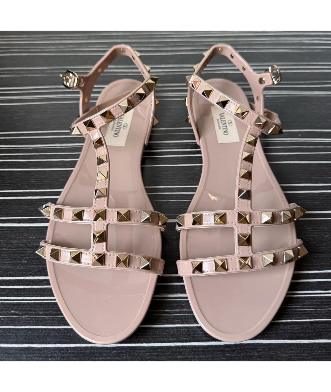 VALENTINO Бежевые кожаные босоножки, фото 3