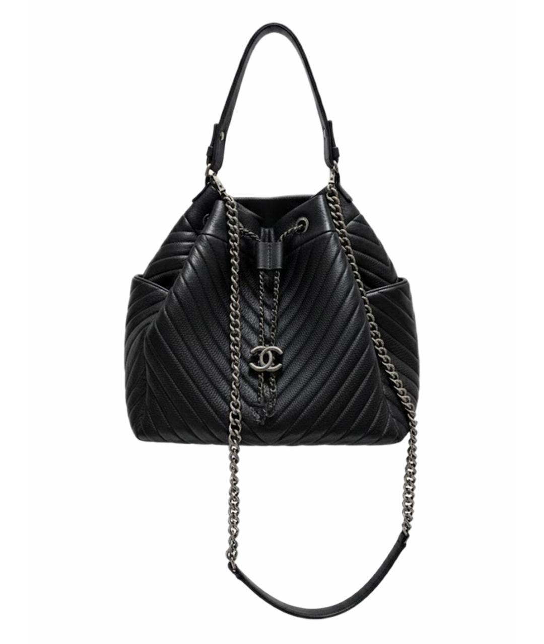 CHANEL Черная кожаная сумка с короткими ручками, фото 1