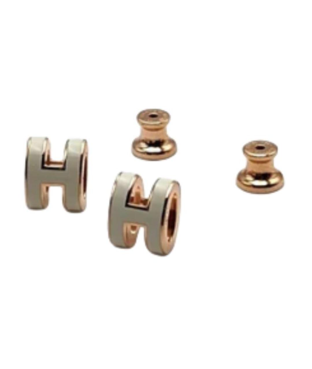 HERMES Белые серьги, фото 2