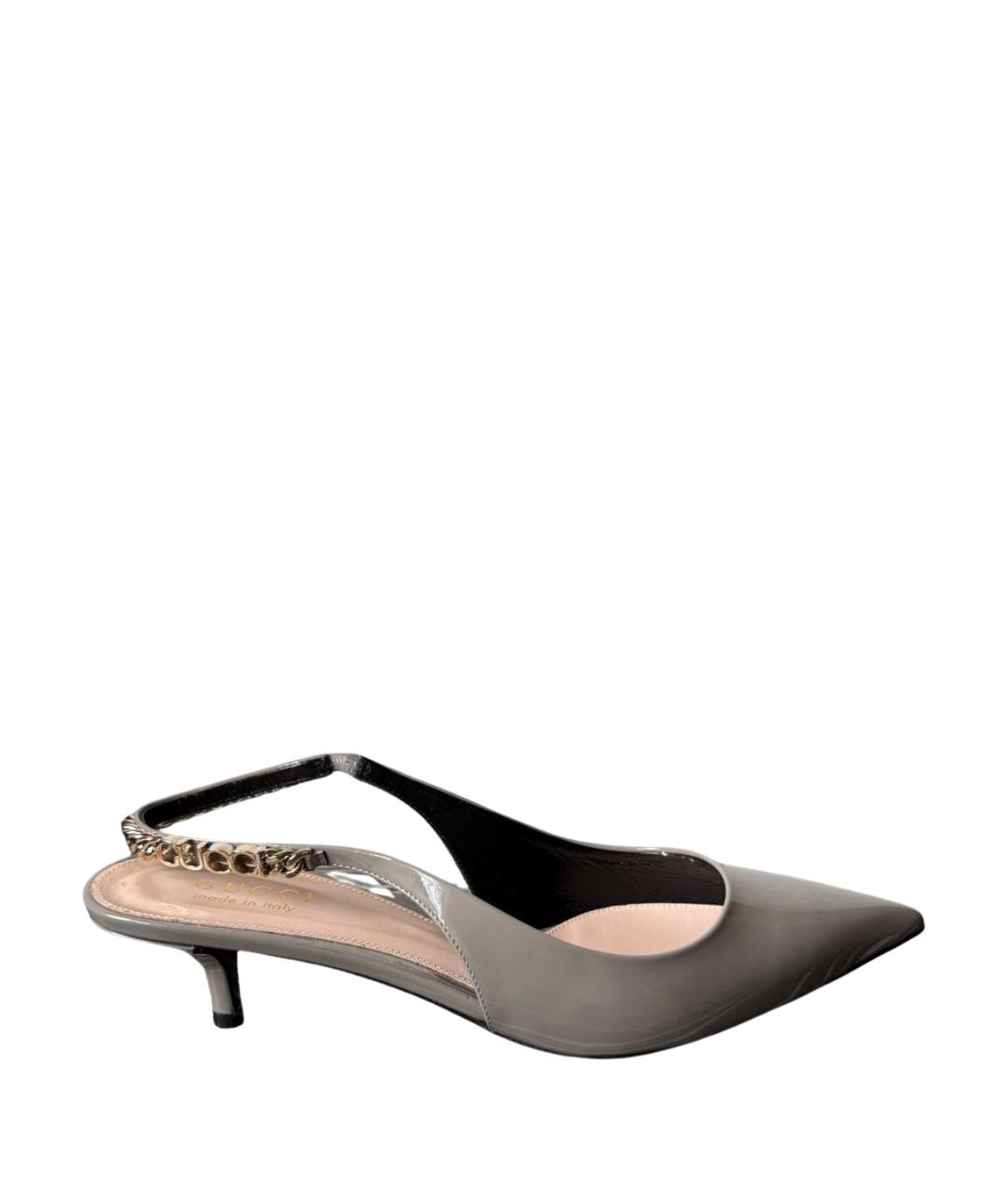 GUCCI Серые туфли из лакированной кожи, фото 1