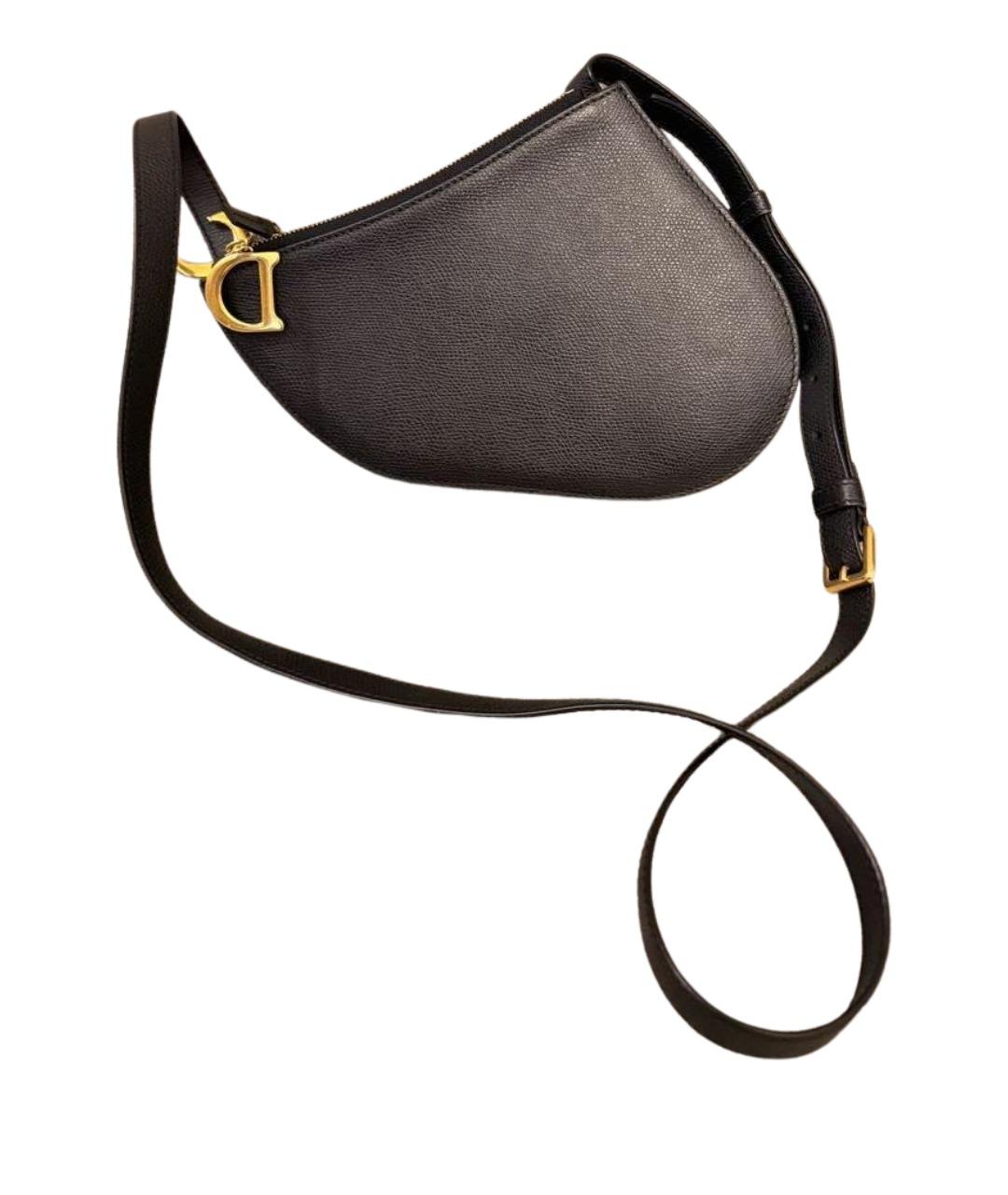 CHRISTIAN DIOR Черная кожаная сумка через плечо, фото 1