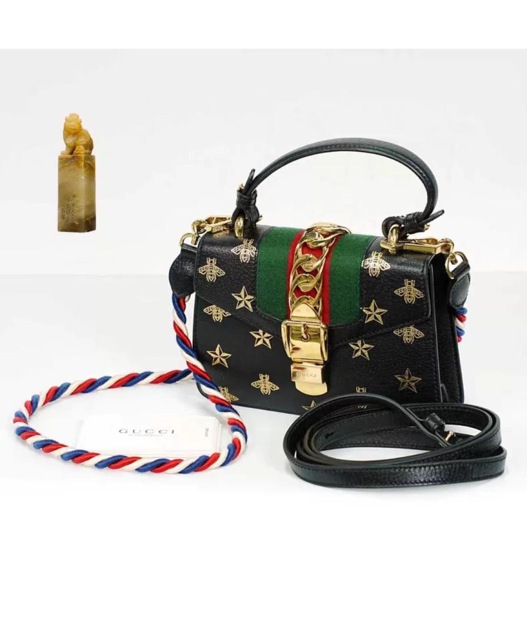 GUCCI Черная кожаная сумка с короткими ручками, фото 9